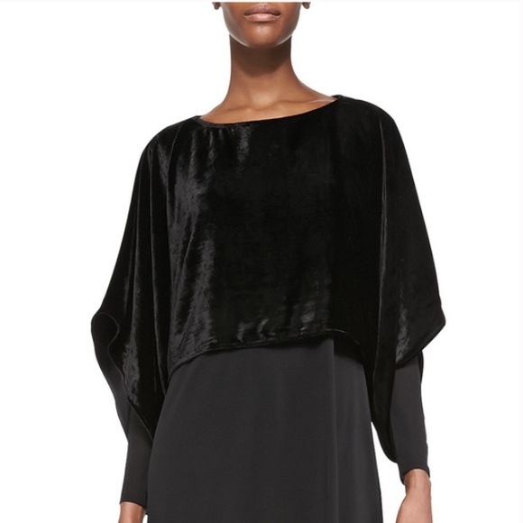 Eileen Fisher Tops - Black Velvet Kimono Sleeve Ballet Neck Top XS/TP